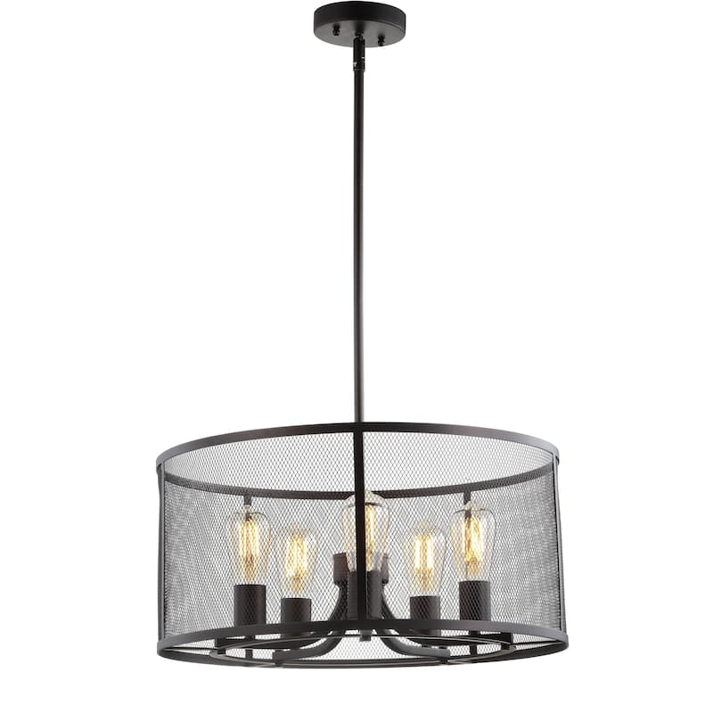 SAFAVIEH Lighting Lutetia Adjustable 5-Light Led Brass Pendant - 20"x20"x13.5-43.5" - Dark Grey - 20Wx20Dx44H