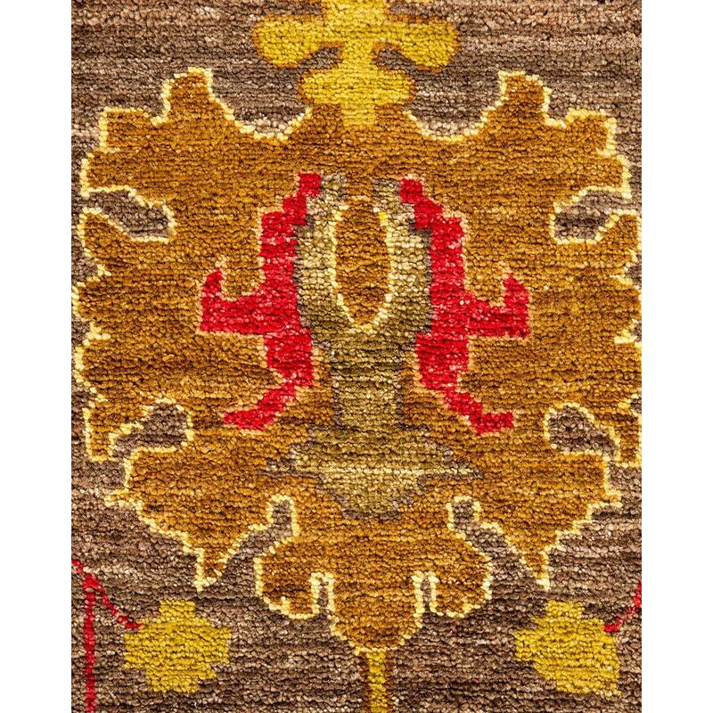 Overton Hand Knotted Wool Vintage Inspired Modern Contemporary Arts & Crafts Brown Area Rug - 10' 1" x 13' 8"