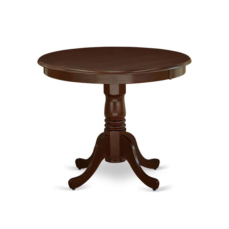 Dining Set - Round 36 Inch Table and Wood Seat Chairs Kitchen Set in Mahogany Finish (Pieces Option)
