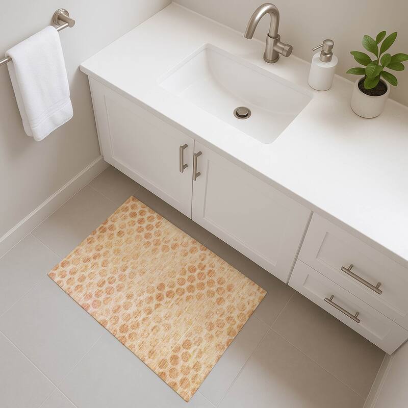 Premium Washable Super Soft Vintage Dotty Mayfield Rug - Peach - 1'8" x 2'6"