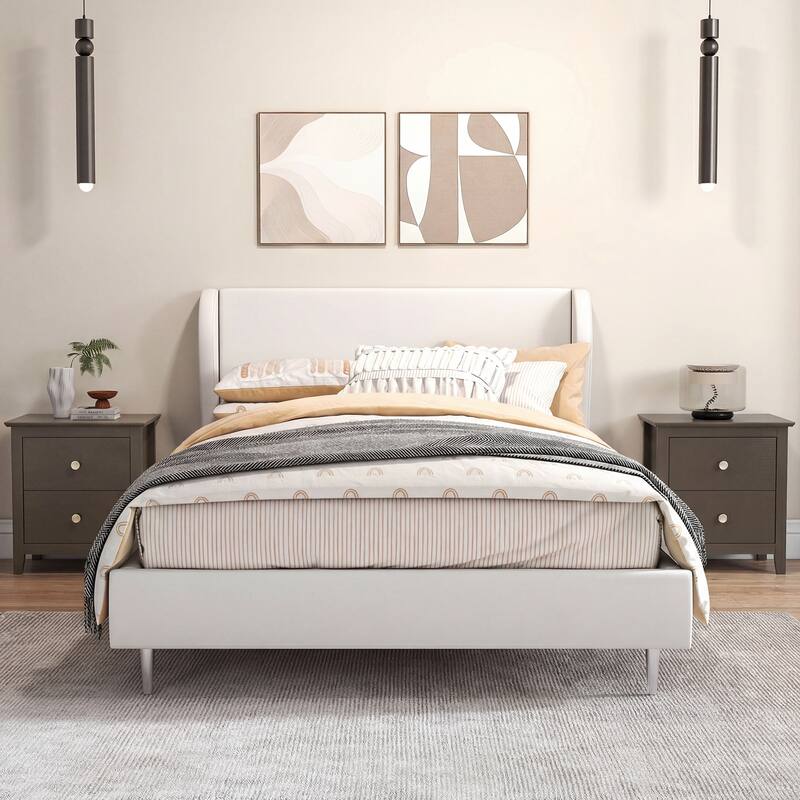 Gymax Modern Nightstand w/ Storage 2 Drawers & Support Legs for