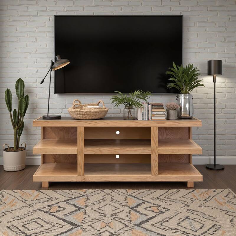 Bridgevine Home Laurel Canyon 64 inch TV Stand for TVs up to 70 inches, No Assembly Required - Natural