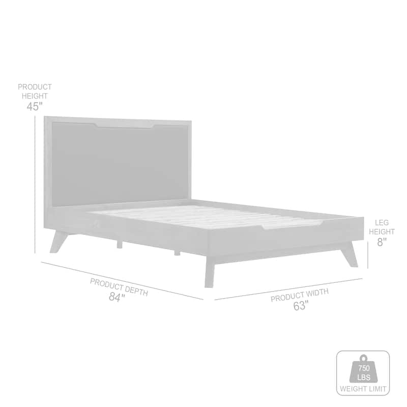 Astoria Solid Oak Wood Platform Bed Frame with Upholstered Headboard