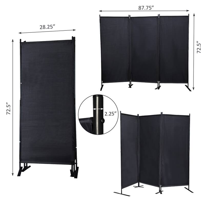 Modern 3Panel Folding Metal Room Divider with Oxford Fabrics On Sale