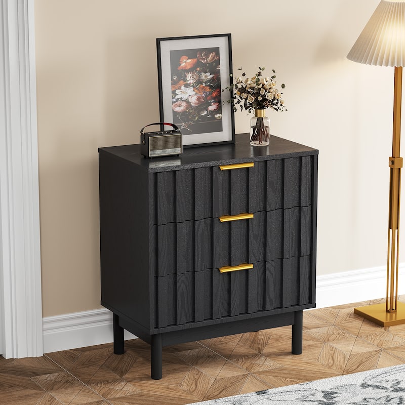 3 Drawer Dresser with Fluted Panel Design