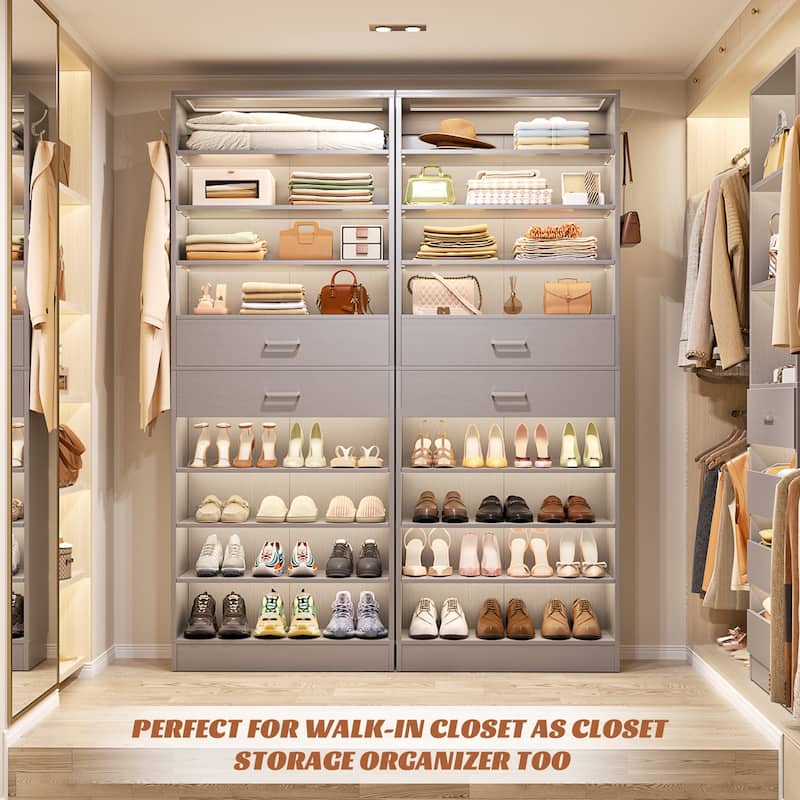 9-Tier Shoe Cabinet with 2 Drawers, Freestanding Closet Organizer with Adjustable Storage Shelves