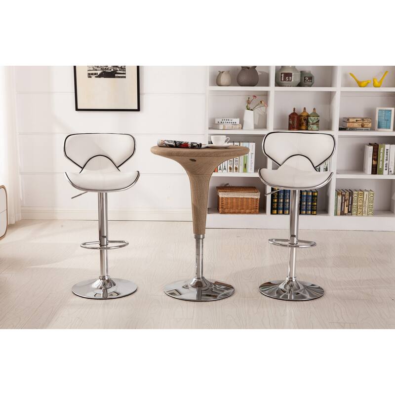 Upholstery Airlift Adjustable Swivel Barstool with Chrome Base, Set of 2