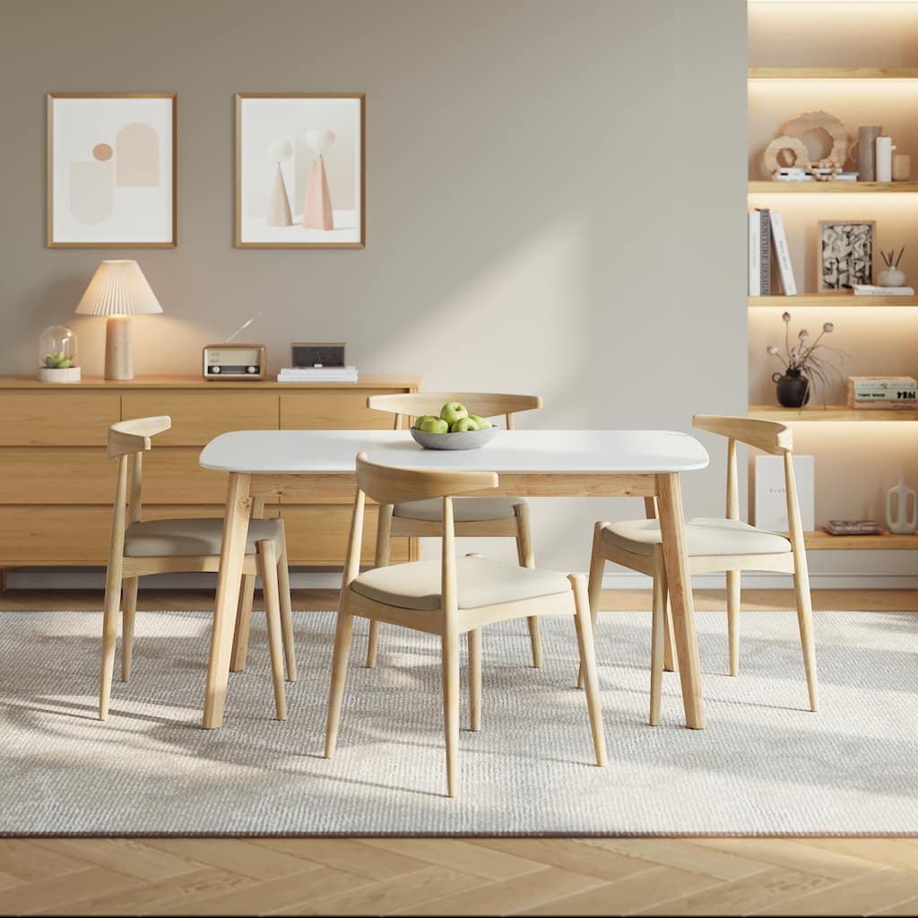 Christopher Knight Home - Modern 5-Piece Dining Set with 59" Rectangular Dining Table & Ergonomic Upholstered Dining Chairs