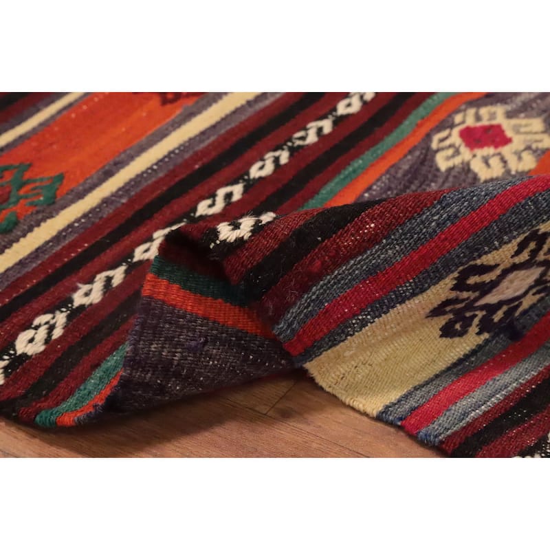 Hand Woven Oriental 100% Wool Carpet Southwestern Tribal Multi-Colored Kilim Area Rug - 7' 5'' X 5' 7''