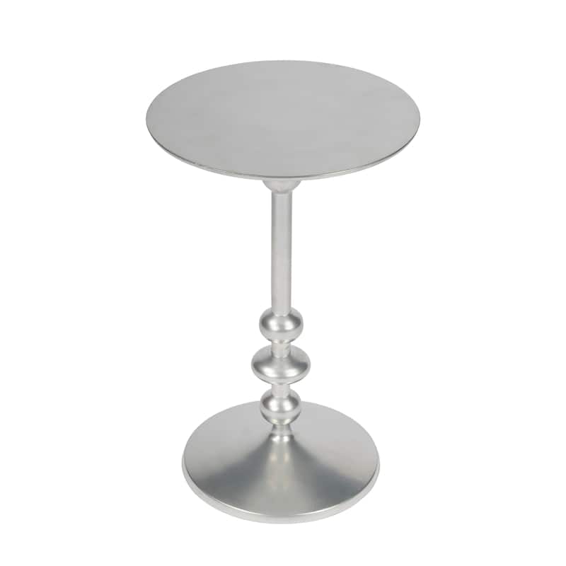 Zora Iron Pedestal Side Table - Silver