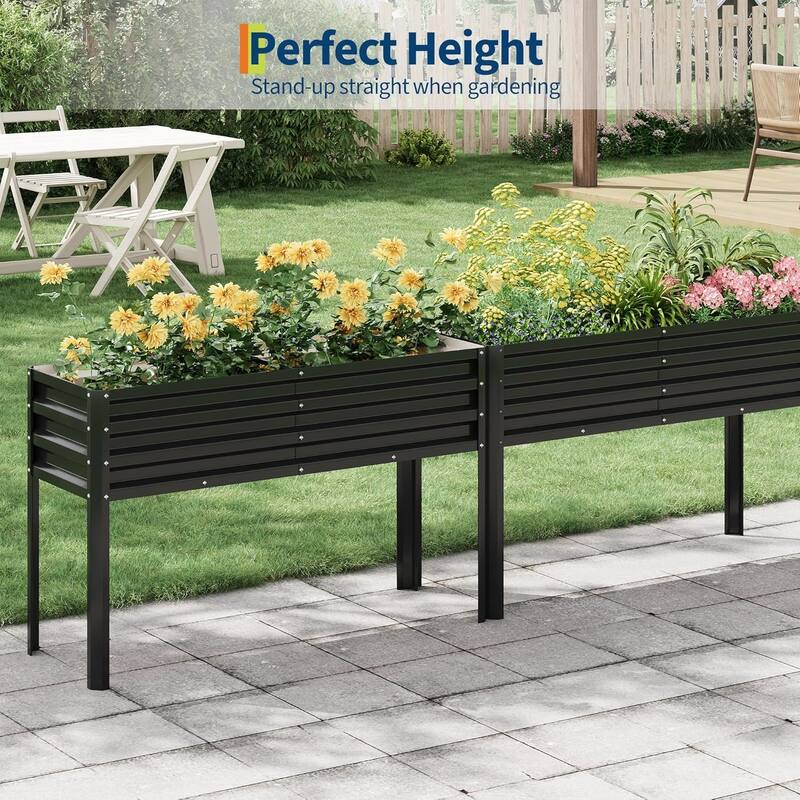 50x17x32 Inch Elevated Galvanized Raised Garden Bed with Legs Large Planter Box Sturdy Outdoor Metal Garden Bed Black