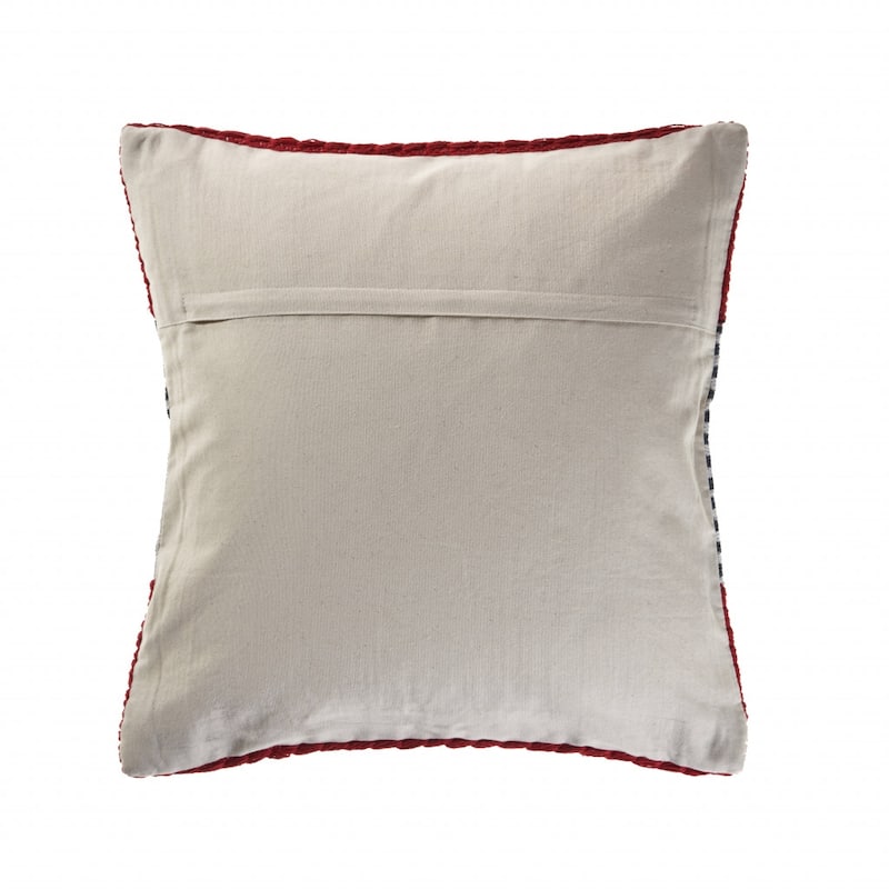 HomeRoots 20" X 20" Red And Blue 100% Cotton Striped Zippered Pillow