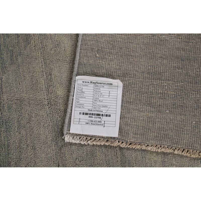 Stripe Gray Modern Gabbeh Oriental Rug Hand-Knotted Wool Carpet - 4'11" x 6'6"