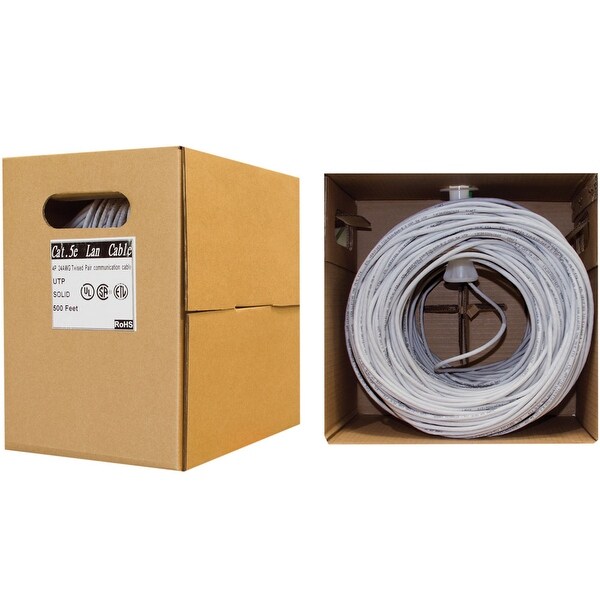 Unshielded Twisted Pair Solid UTP Pullbox 500 Foot Bulk Cat5e Gray Ethernet Cable