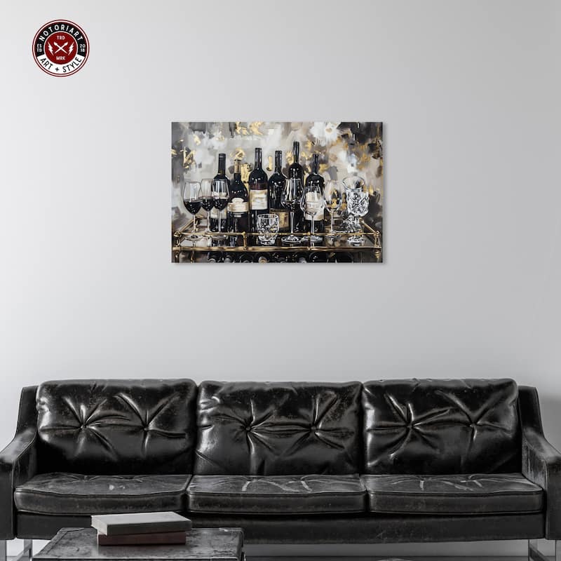 Notoriart Now Serving Champagne Gallery Wrapped Bar Cart Art For Men
