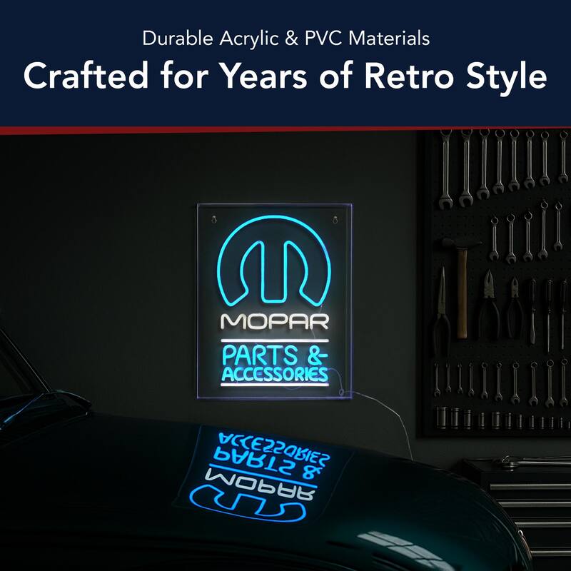 Licensed Mopar Parts & Accessories Acrylic LED Wall Decor Sign - 16" x 20" - 16" x 20"