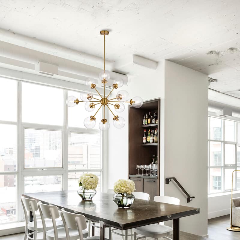 Masakee 12-light Sputnik Metal Chandelier with Clear Glass Globe Shades