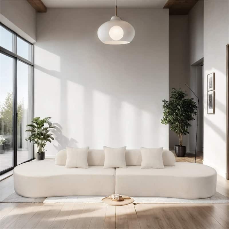 Modern Curved Fabric Sectional Sofa with Pillows for Living Room