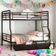 preview thumbnail 1 of 7, Full XL Over Queen Metal Bunk Bed with 2 Drawers for Home Black