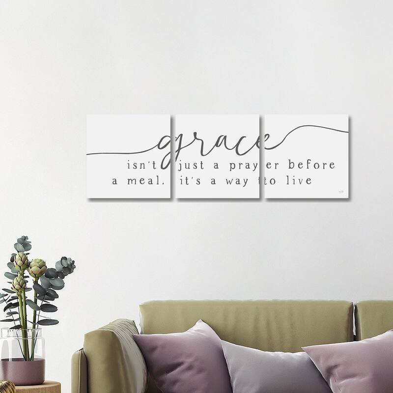 iCanvas "Live With Grace" by Lux + Me Designs 3-Piece Wall Art Set - 16x48x1.5