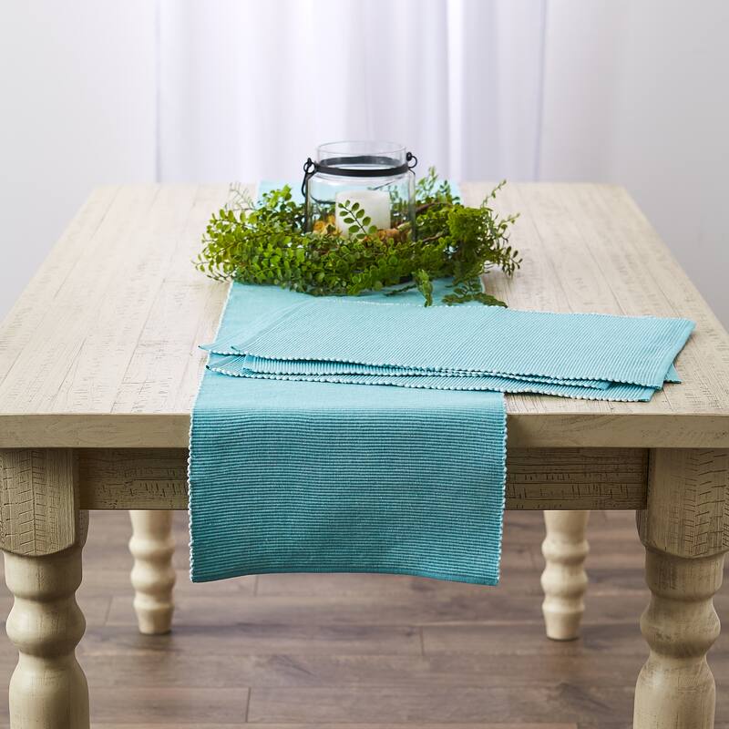DII Black & White 2-Tone Ribbed Table Runner