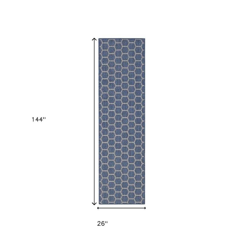 HomeRoots Geometric Modern Runner Outdoor Rug - 12' Runner