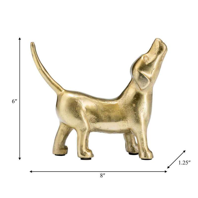 Decorative Howling Dog Figurine Statue - 8", Gold & Metallic - 7.5"