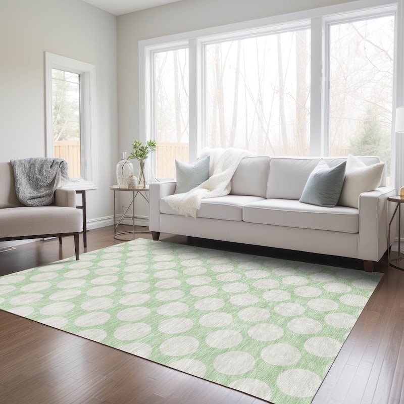 Machine Washable Indoor/ Outdoor Chantille Modern Dots Rug