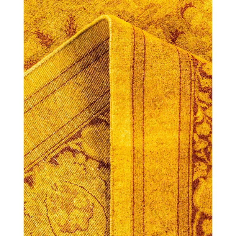 Overton Hand Knotted Wool Vintage Inspired Modern Contemporary Overdyed Yellow Area Rug - 8' 3" x 10' 0"