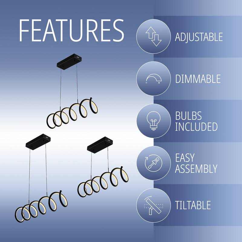 Scribble 31" Dimmable Adjustable Integrated LED Metal Linear Pendant, Chrome by JONATHAN Y