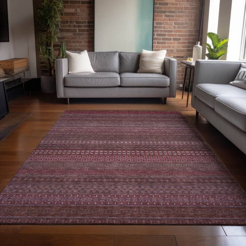 Alvaso Stripe Weather Resistant Blended Style Outdoor Rug