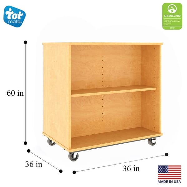 dimension image slide 1 of 4, Tot Mate Open Double Sided Mobile Storage Locker / Bookcase - 36H