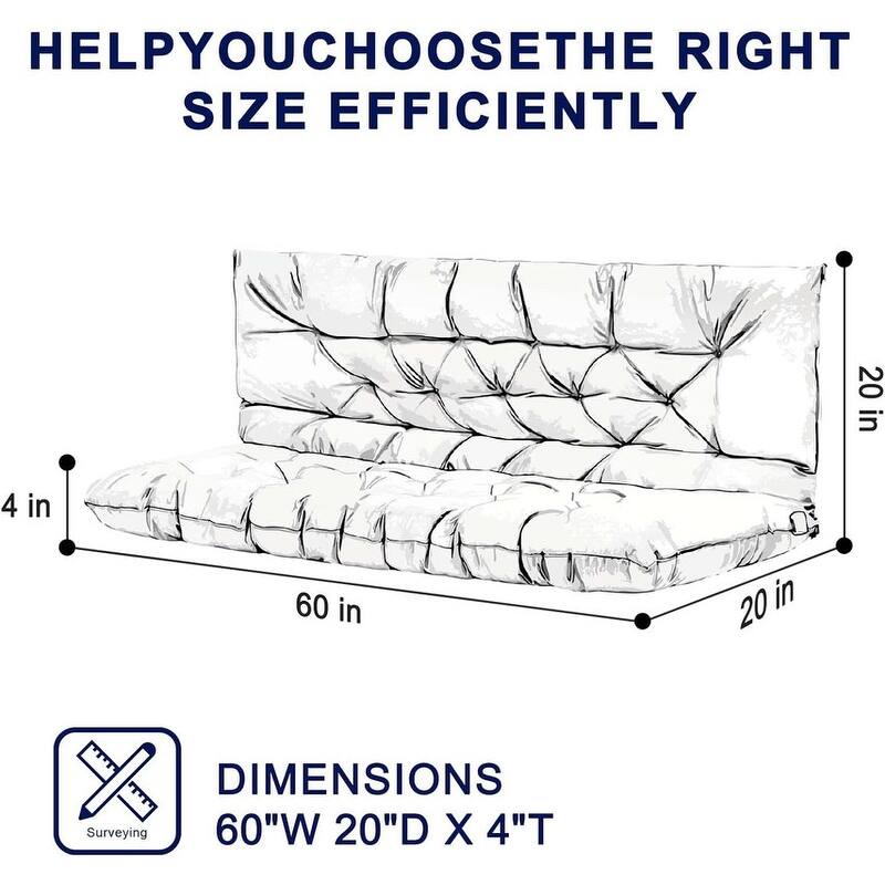 Outdoor Swing Cushions Replacement, Outdoor Thickened Bench Cushion with Ties for Porch,Patio,Backyard,Garden