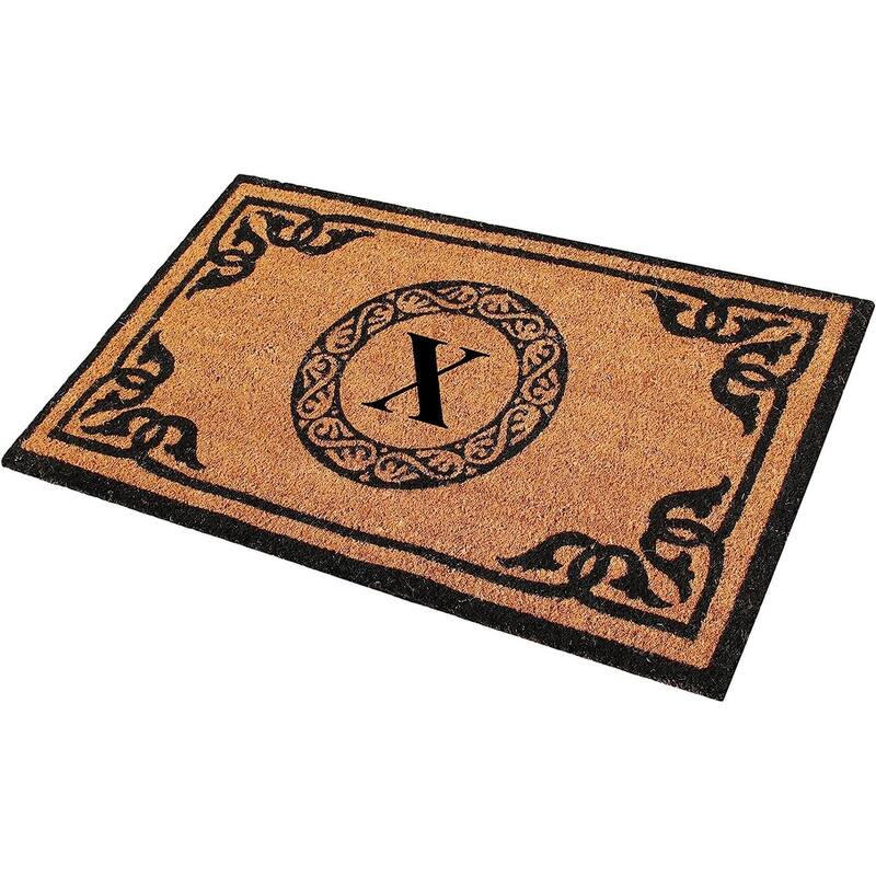 A1HC Natural Coir Monogrammed Anti-Shed Front Doormat 24" x 39"