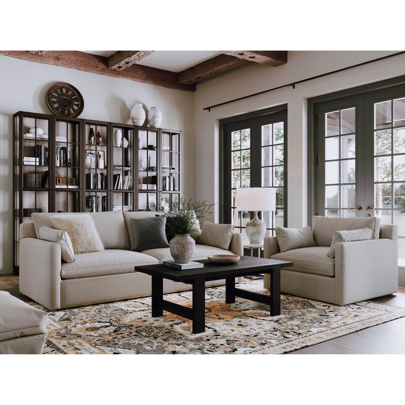 Maven Lane Angelo Rustic Rectangular Wooden Coffee Table in Aged Black