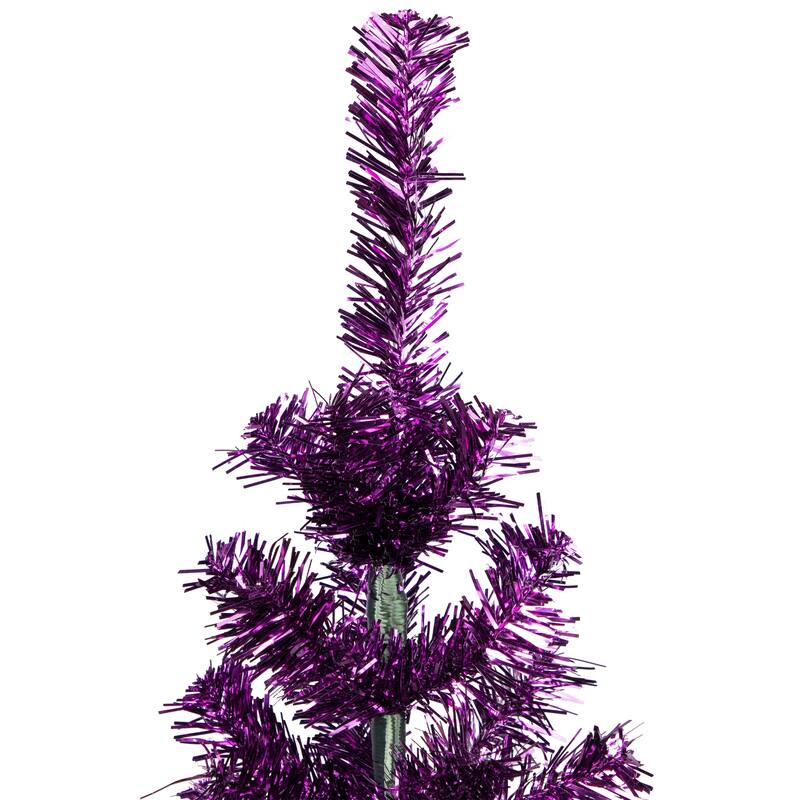 Artificial Tinsel Christmas Tree - 4' -Purple - Unlit - 4 Foot