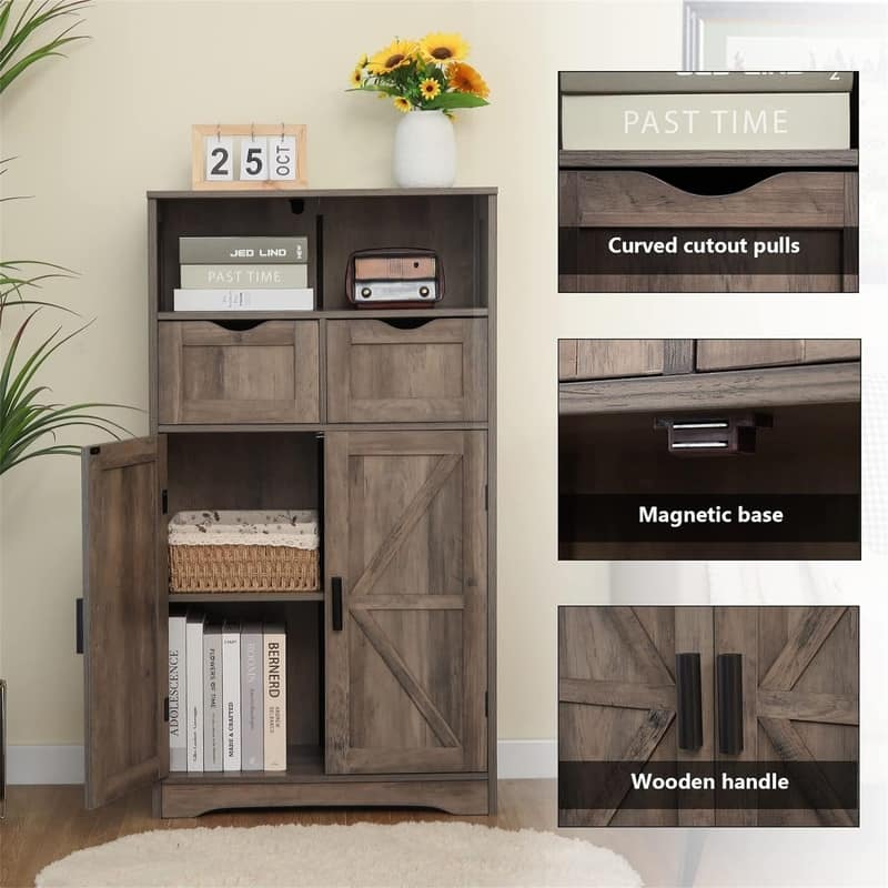 Floor Cabinet with 2 Doors 2 Drawers - 11.4"D x 23.6"W x 42.7"H