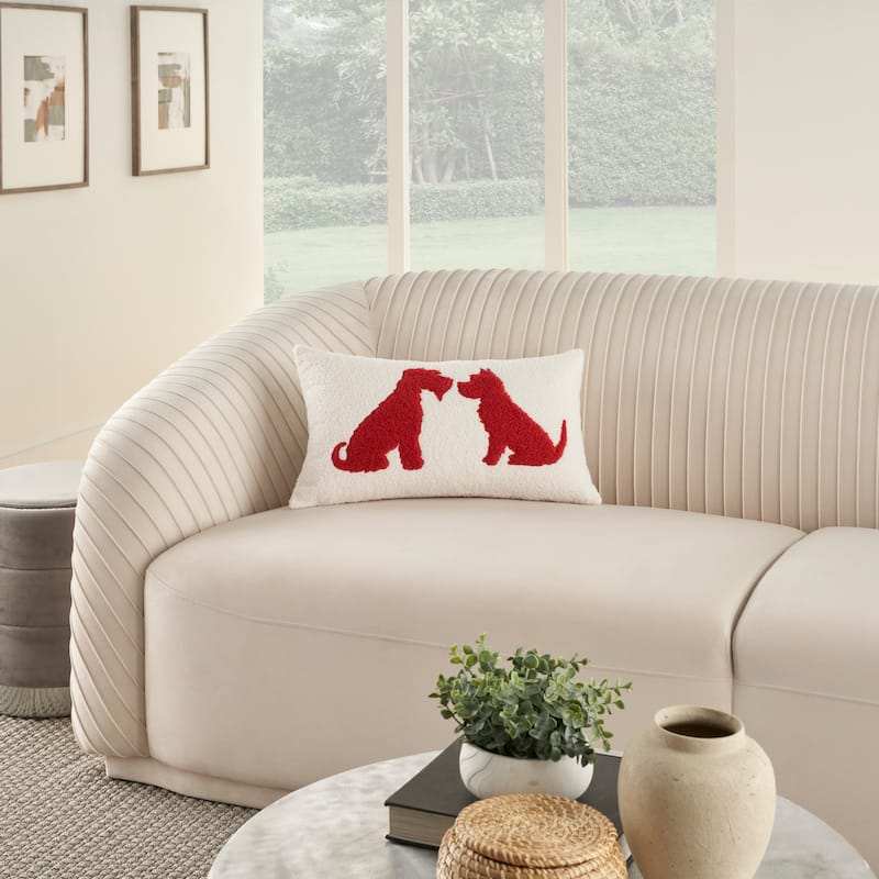 Mina Victory Pet Pillows & Access Animals Throw Pillow - Accent - 12" x 21" - Red