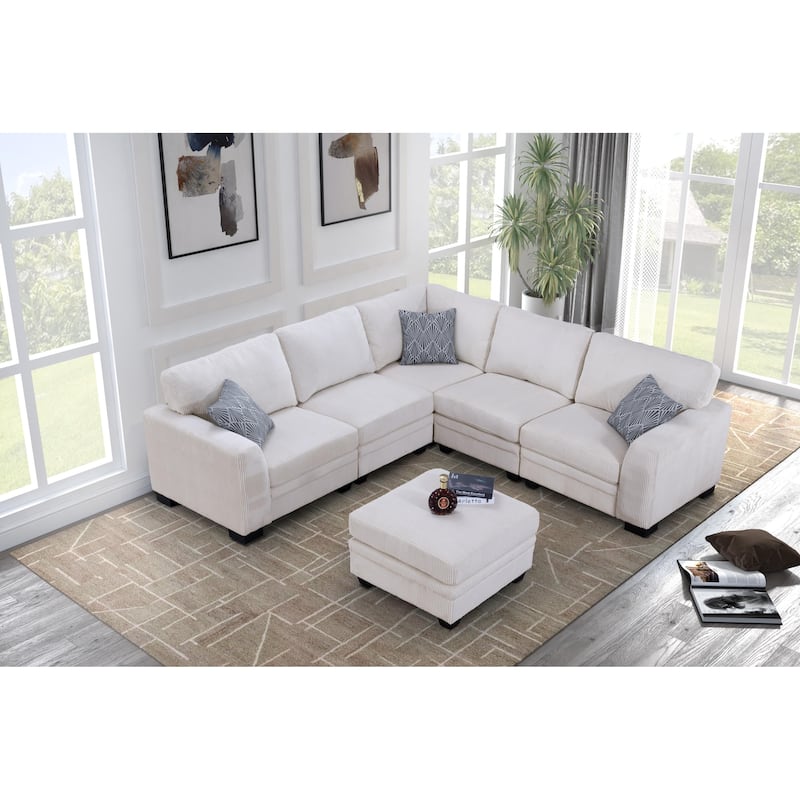 6 PCS Corduroy Flexible Combination Sectional Sofa