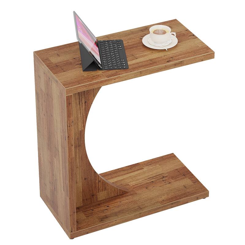 C-Shaped End Table for Couch, Side Table for Small Space
