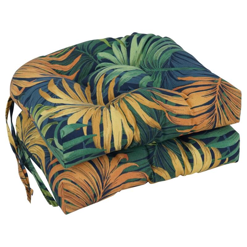 16-inch Rounded Back Tufted Indoor/ Outdoor Chair Cushions (Set of 2) - 16" - Laperta Monsoon