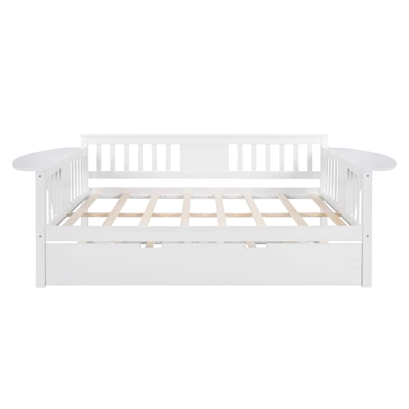 Space-Saving Twin/Full Daybed with Trundle Bed, Wooden Sofa Bed for Home