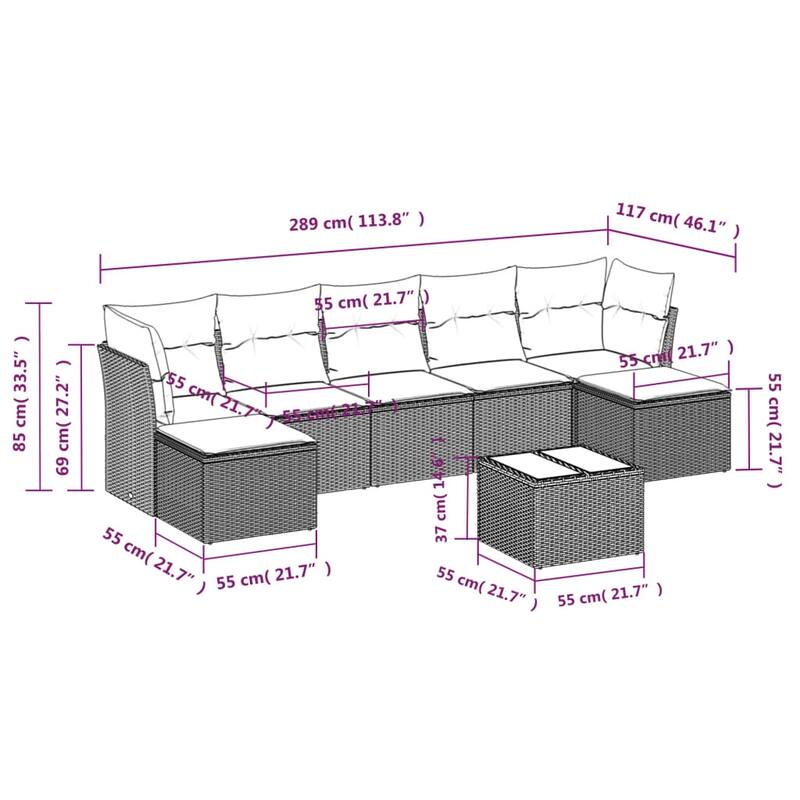 vidaXL Garden Sofa Set Beige - 21.7 x 21.7 x 14.6