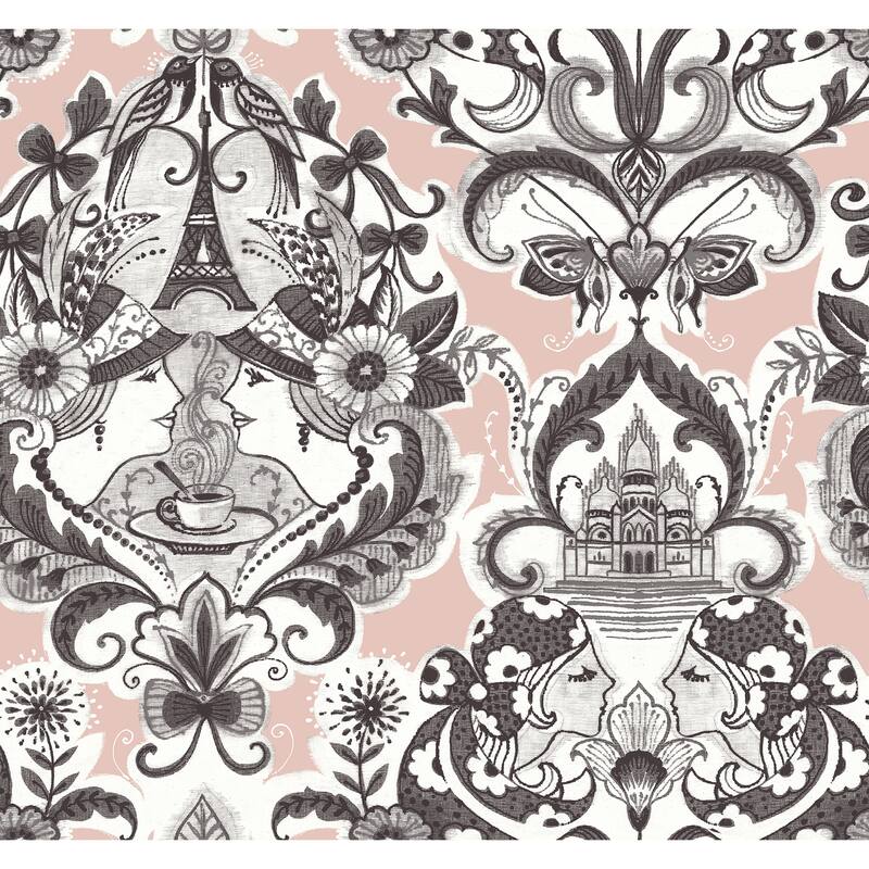 A-Street Prints Sadie Blush Parisian Damask Wallpaper