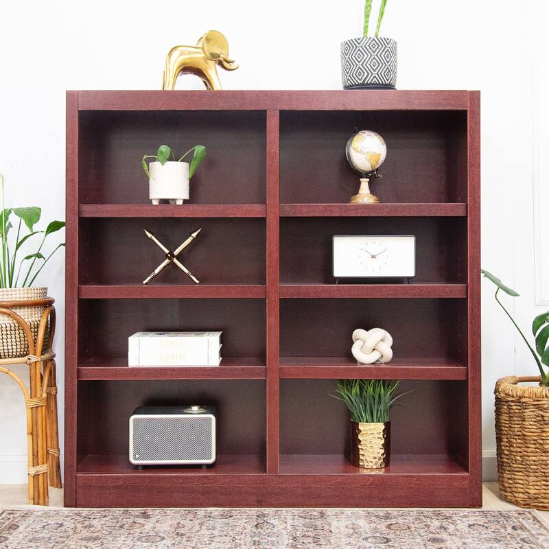 Concepts in Wood Double Wide Wood Bookcase, 8 Shelf, 48 inch Tall - Cherry