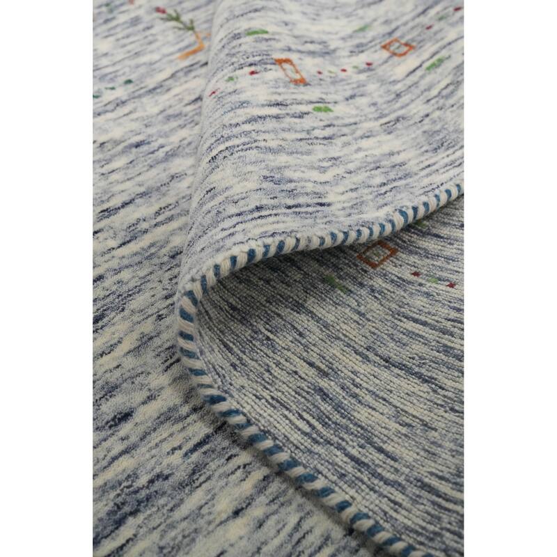 Hand Knotted Oriental 100% Wool Carpet Tribal Animal Pictorial Navy Blue & Blues Gabbeh Area Rug - 10' 0'' X 6' 7''