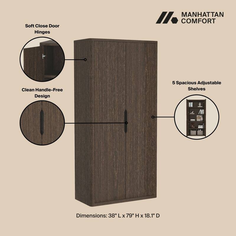 Manhattan Comfort Rivington Modern 38 In Bookcase Cabinet