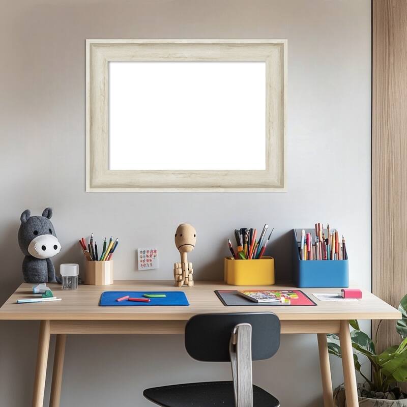 Amanti Art Regal Birch Cream Framed Dry Erase Magnetic Board