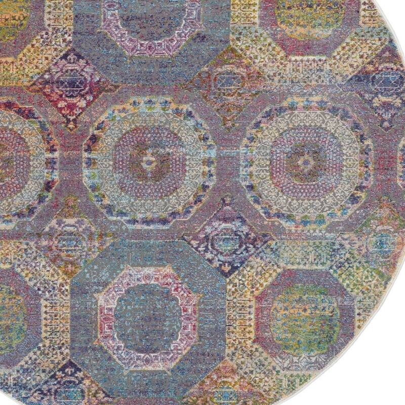 Jujud Power Loomed Distressed Geometric Modern Non Skid Area Rug By HomeRoots - 48' X '48' X '0.5