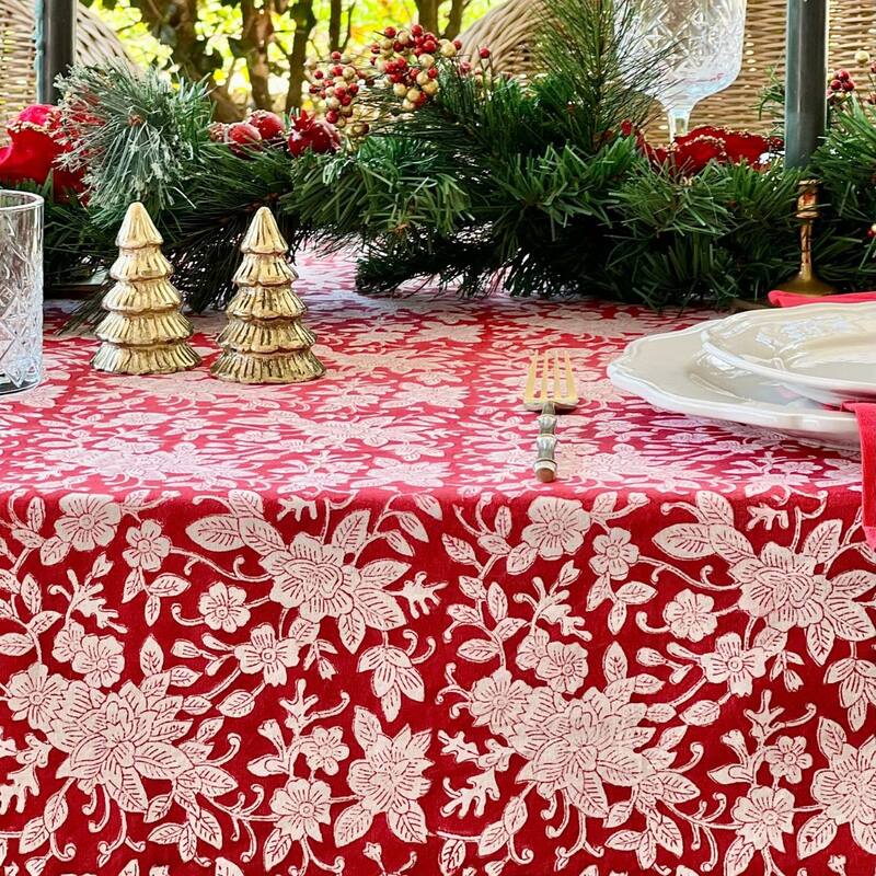 Square tablecloth - Red and white Carmen